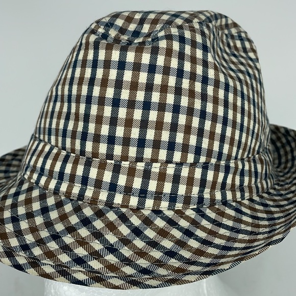 Men’s Pendleton Navy Blue, Brown and Creamy White Houndstooth Fedora Hat - Picture 7 of 11